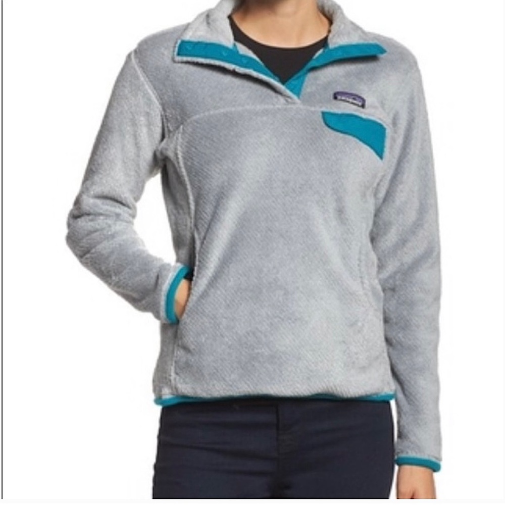 Patagonia Re-Tool Snap Fleece Pullover in Grey and Teal